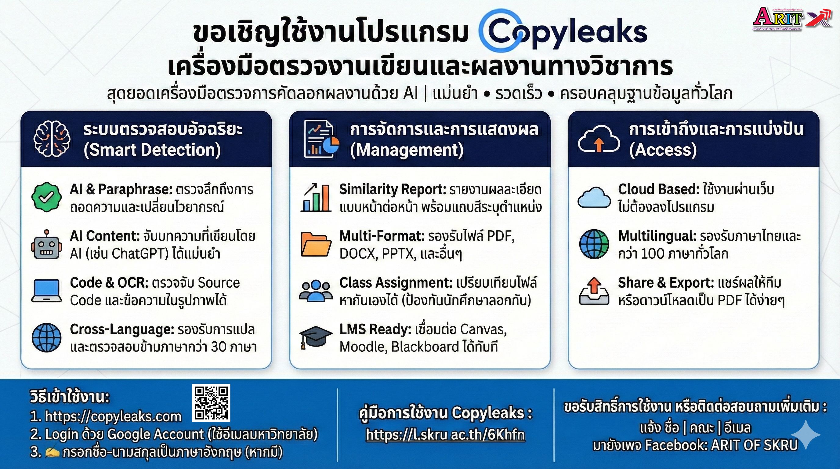ขอเชิญใช้งานโปรแกรม Copyleaks เครื่องมือตรวจงานเขียนและผลงานทางวิชาการ
