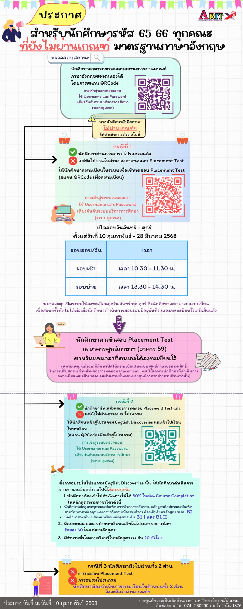 ประกาศสำหรับนักศึกษารหัส 65 และ 66 ที่ยังไม่ผ่านเกณฑ์ฯ ภาษาอังกฤษ