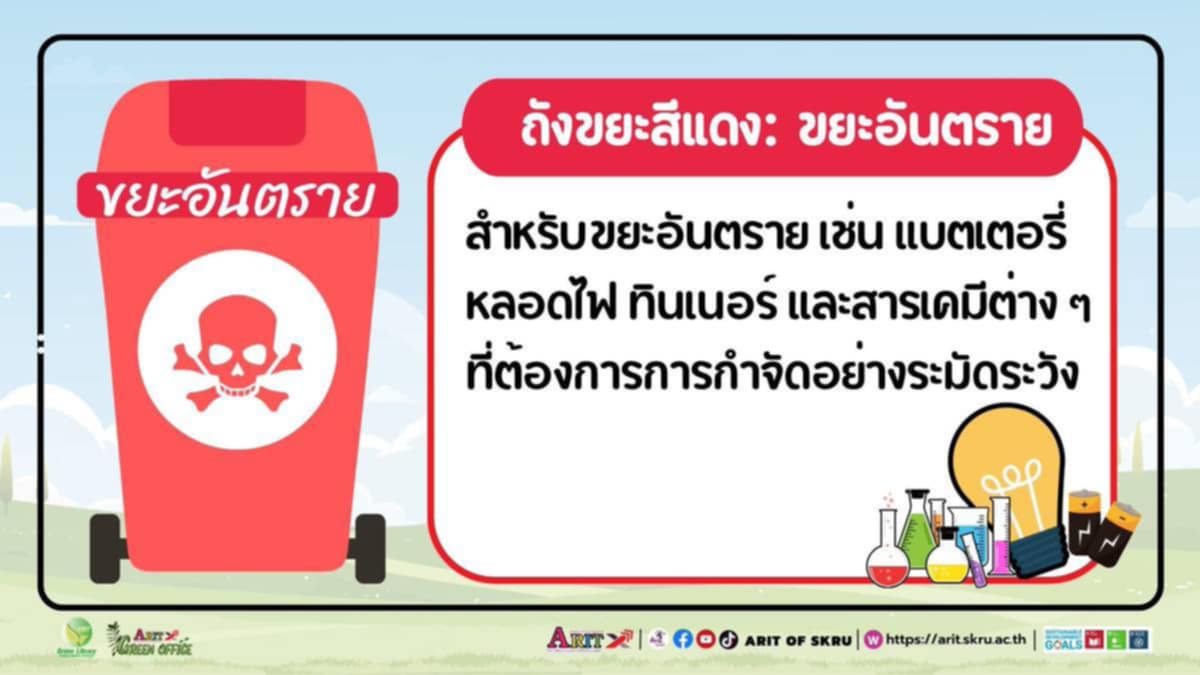 แยกขยะก่อนทิ้ง : ถังขยะสีแดง ขยะอันตราย